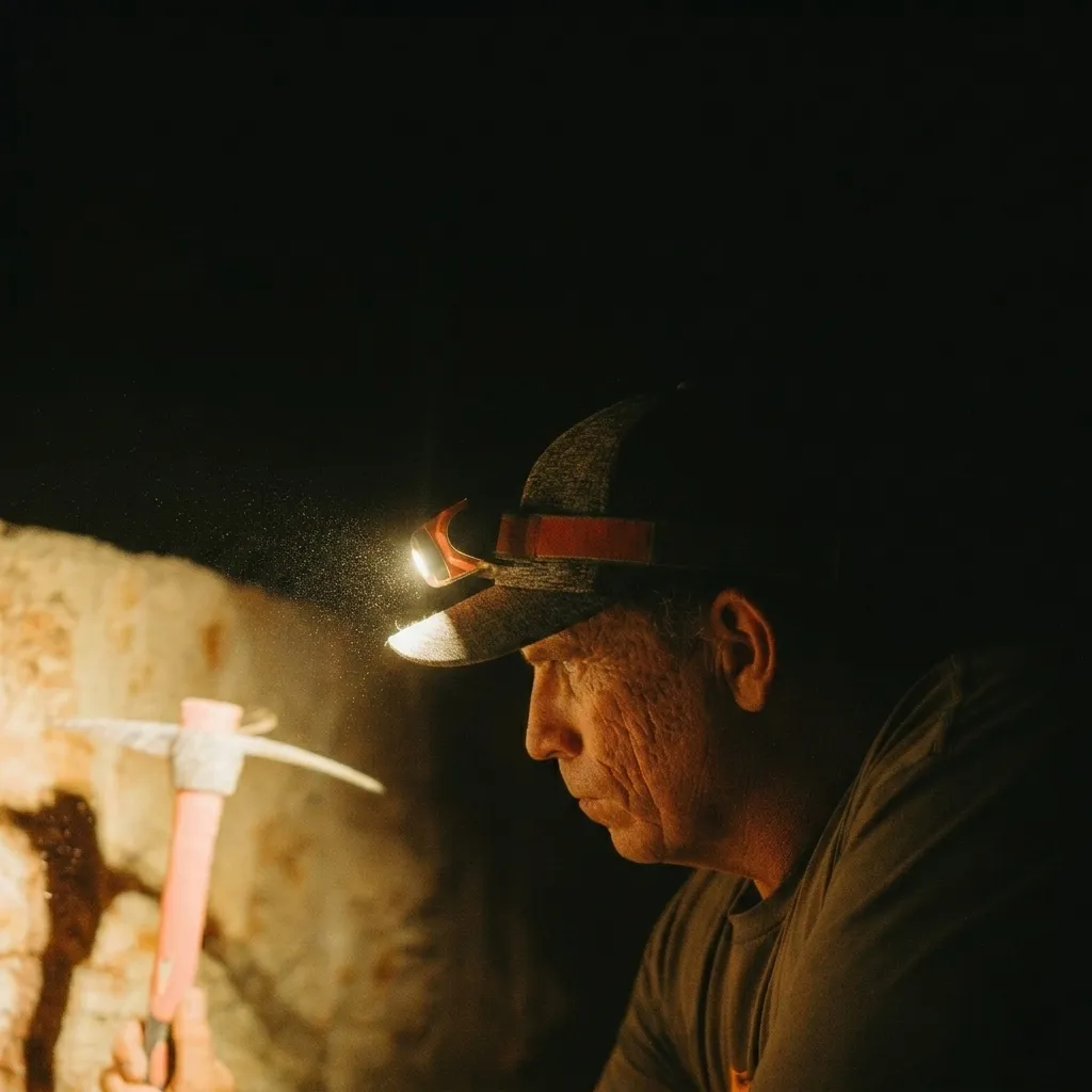 Dan Measey close-up of picking opal